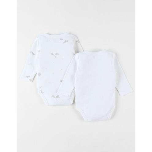 Set 2 bodys croisés coton bio - Longues manches - 6m - NOUKIE 'S