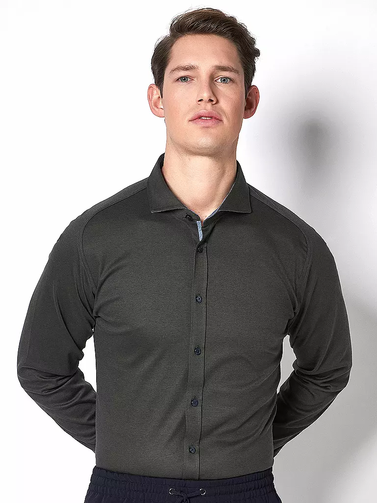 DESOTO Jerseyhemd Slim Fit dunkelgrün