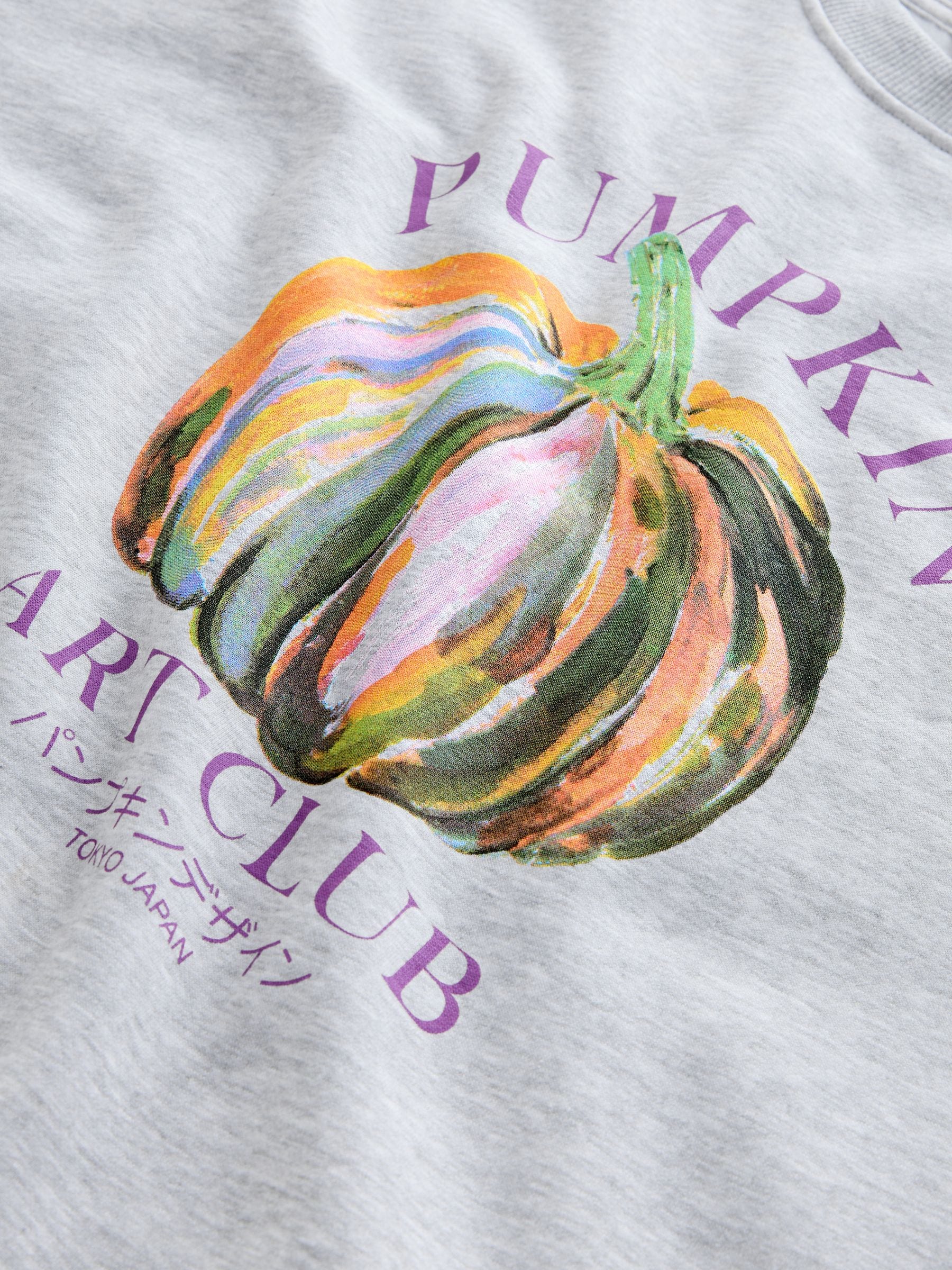 Grijs gemêleerd - Graphic Halloween Autumnal Season Painted Pumpkin Art Crewneck Longsleeve Sweatshirt