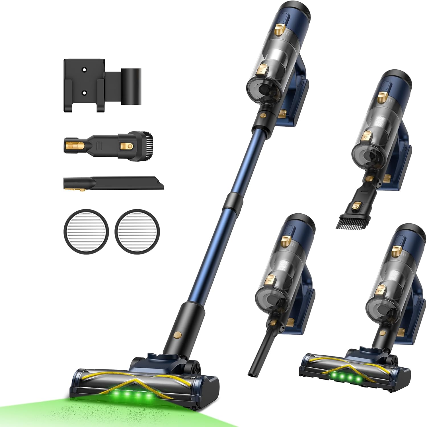 Vexilar V12 Staubsauger Kabellos 50Min/50kPa/450W, Akku Staubsauger mit LED Display, Grün Licht, Anti-Verhedderungs-Bürste, Leicht Akkustaubsauger Ideal für Auto, Hartböden, Tierhaar, Teppiche