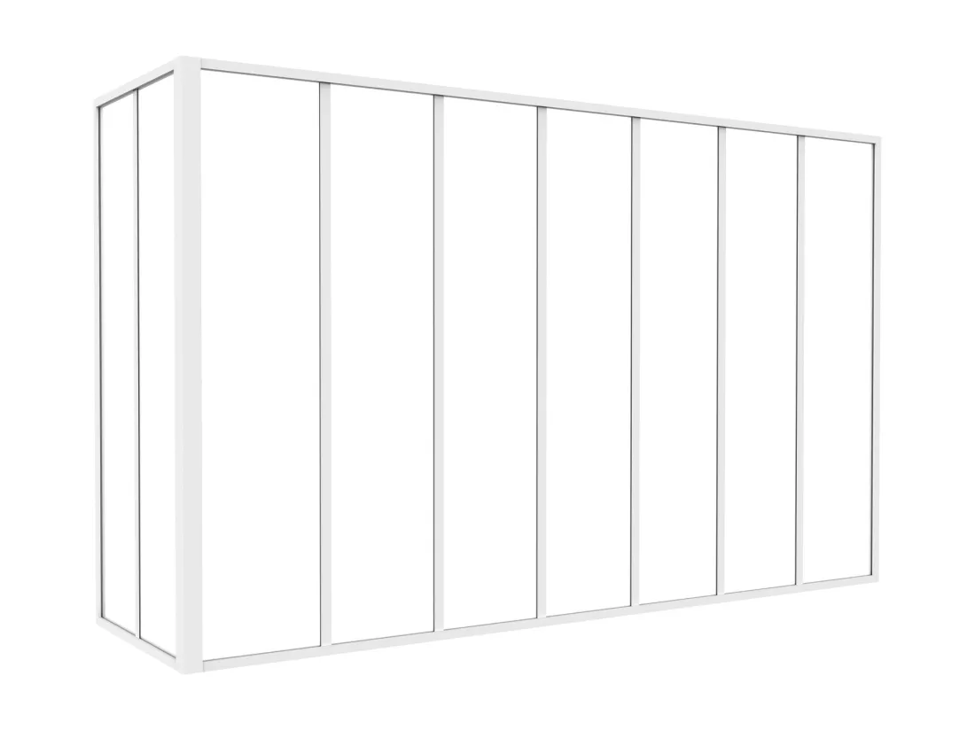 Verrière d'angle d'atelier en aluminium thermolaqué - L210 x L60 x H130 - Blanc - BAYVIEW