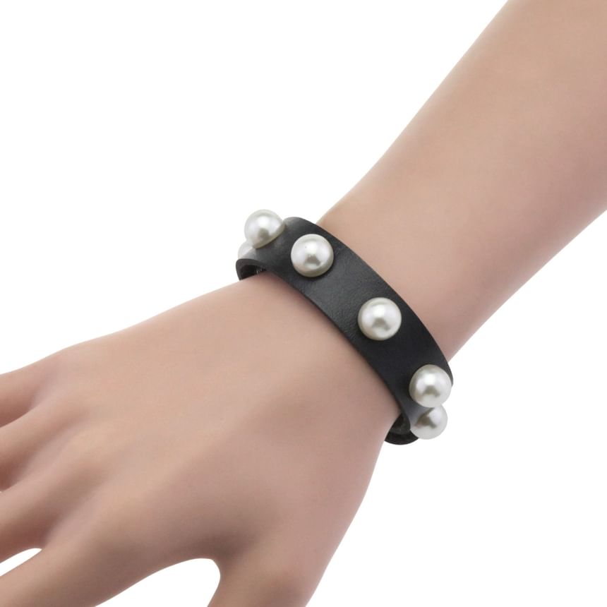 SURELIN - Armband van imitatieparel en imitatieleer