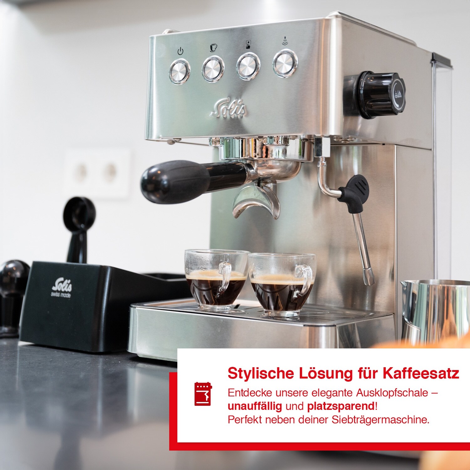 Solis Ausklopfschale für Kaffeesatz, Abklopfbehälter, Knock Box