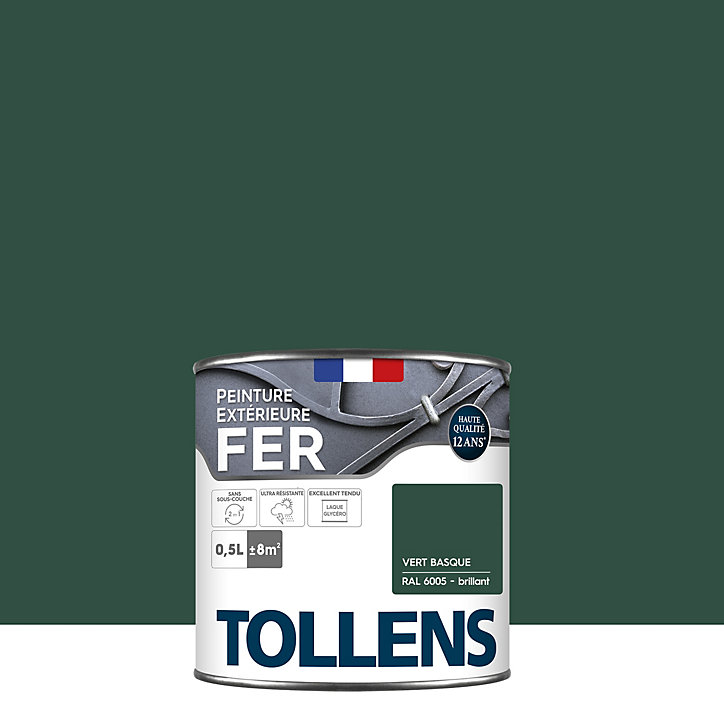Peinture extérieure fer Tollens brillant vert basque 500ml