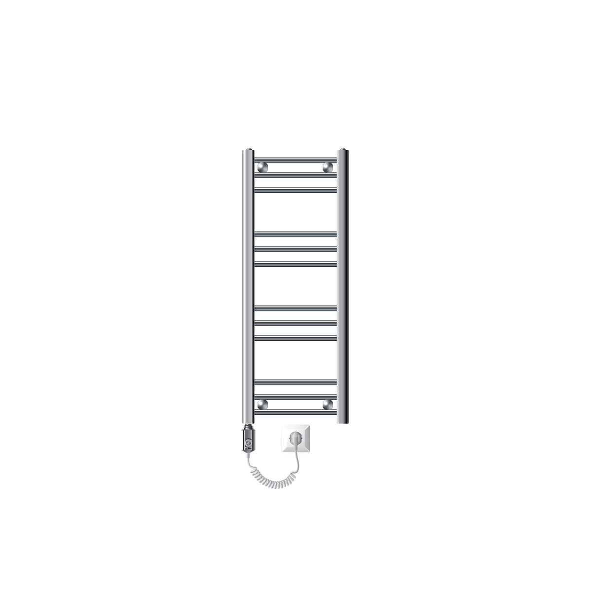 ECD Duitsland Elektrische Badkamerradiator met Verwarmingselement ECO 300W - 300 x 800 mm - Chroom - Recht met Zijaansluiting - Radiator Handdoekverwarmer Handdoekdroger