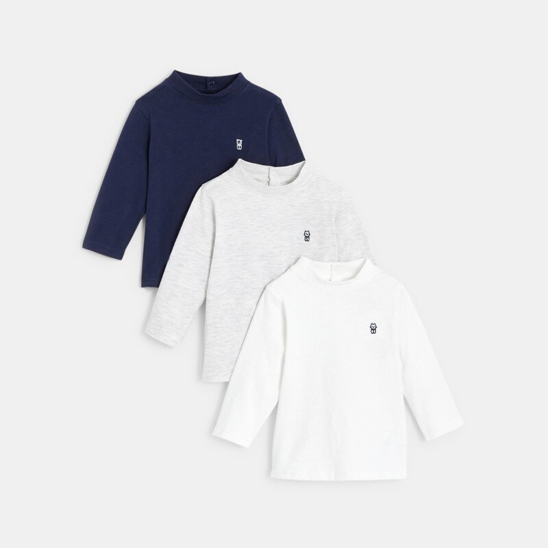 T-shirt uni (lot de 3) bleu bébé garçon Bleu