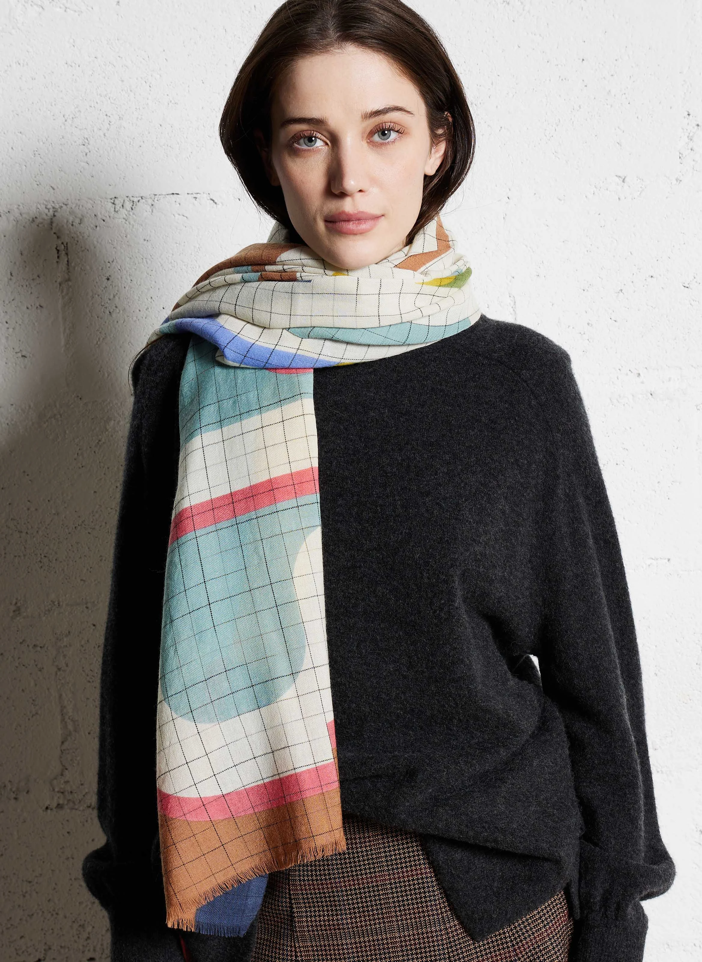 SHIBUYA - Foulard imprimé en laine| Multicolore