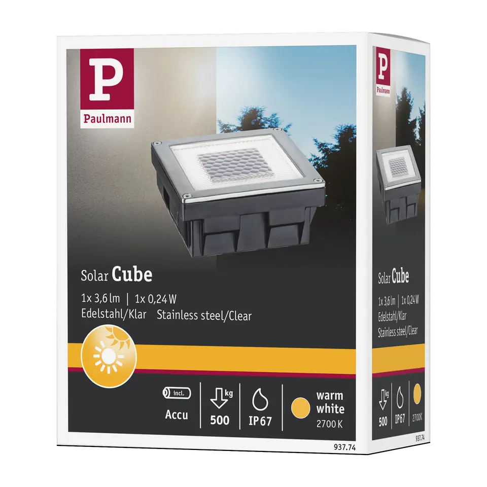 Paulmann Grondinbouwlamp Cube - Solar - 100x100mm - 0,24W - IP67