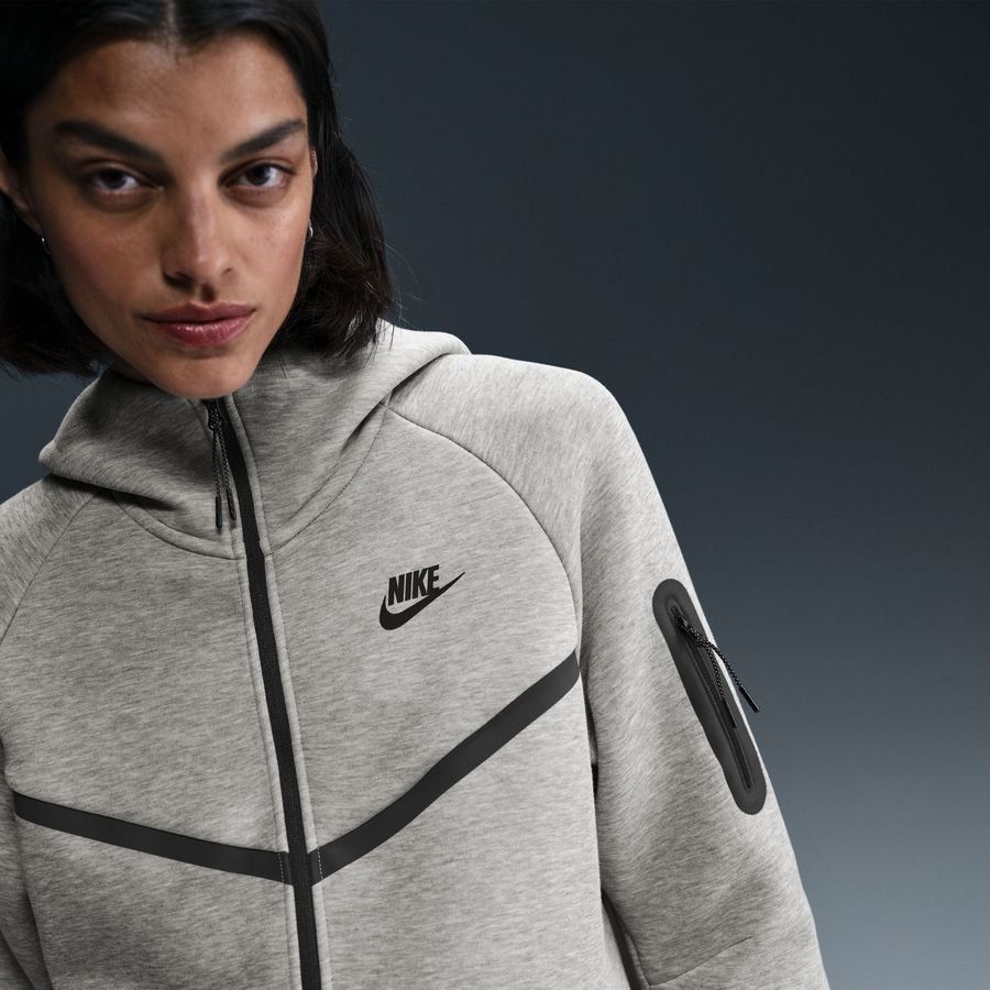 Nike Sweat à Capuche Tech Fleece FZ Coupe-Vent - Gris/Noir Femme
