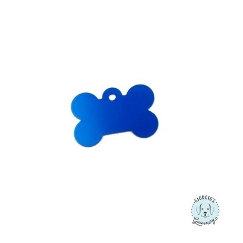 Placa de identificação para cães em formato de osso azul escuro