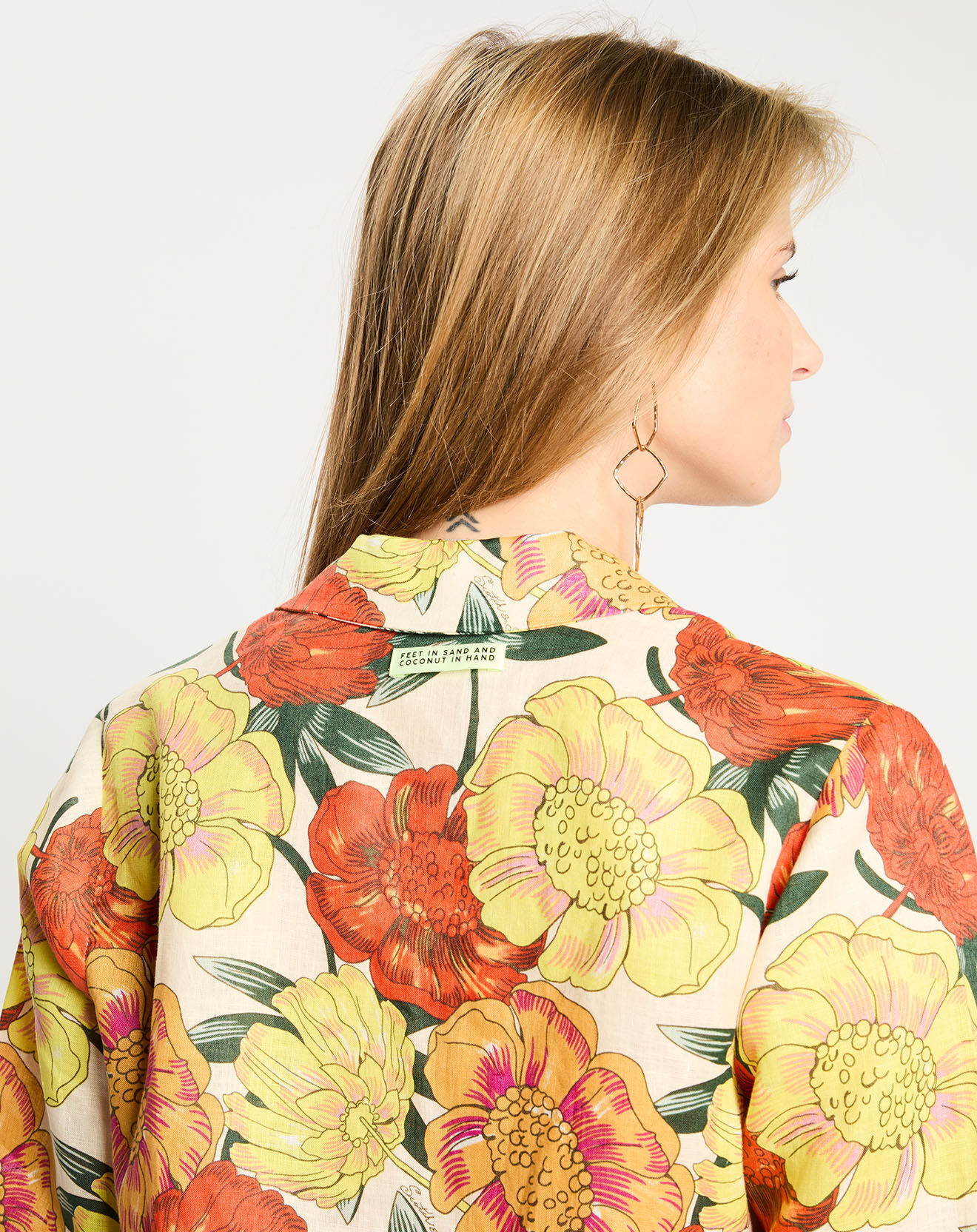 Scotch & Soda Chemise 100% Lin ample à imprimé Hawaïen multicolore