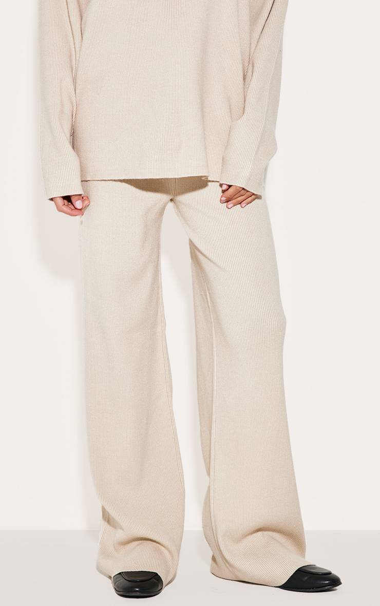 Avoine Pantalon Large En Maille Côtelée Légère