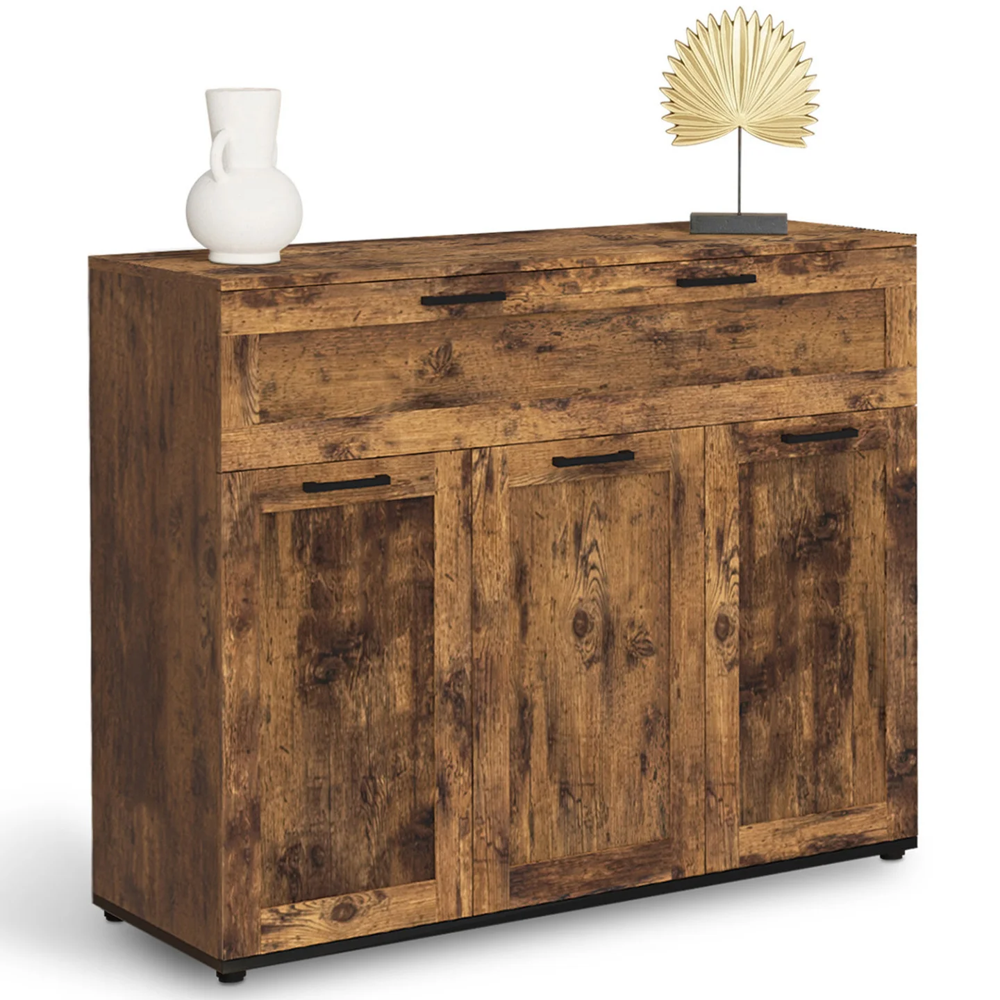 Buffet 100 cm VITO 3 portes et 1 tiroir effet bois vieilli DAYTON