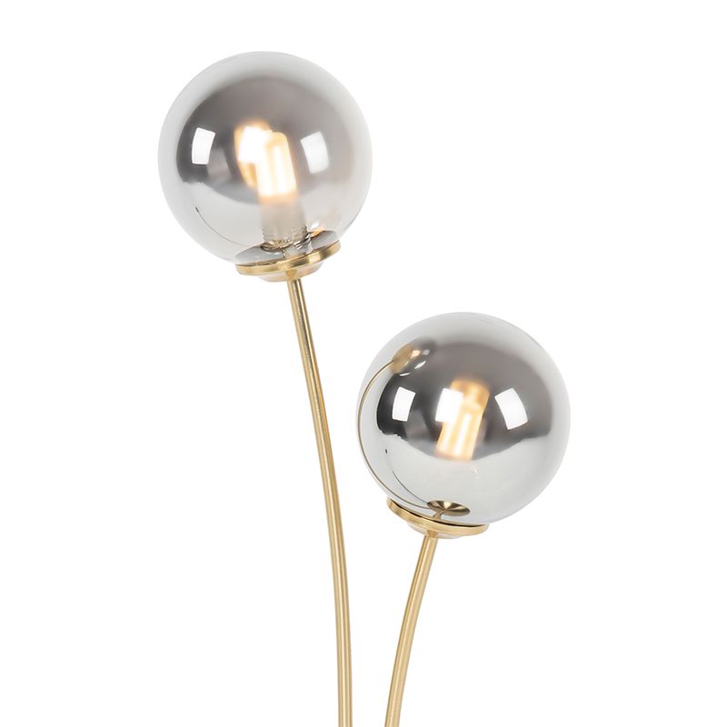 Moderne tafellamp goud 2-lichts met smoke glas - Athens