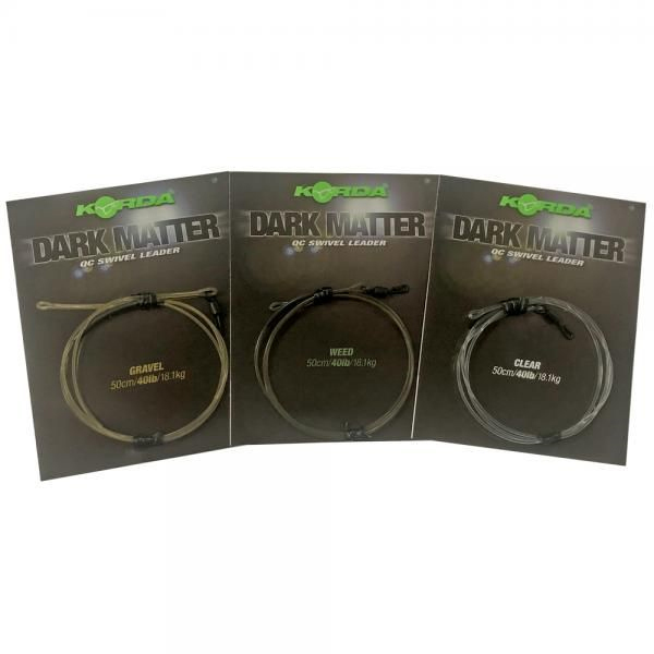 Bas de ligne avec émerillon Korda Dark Matter Leader 50 cm, QC Swivel