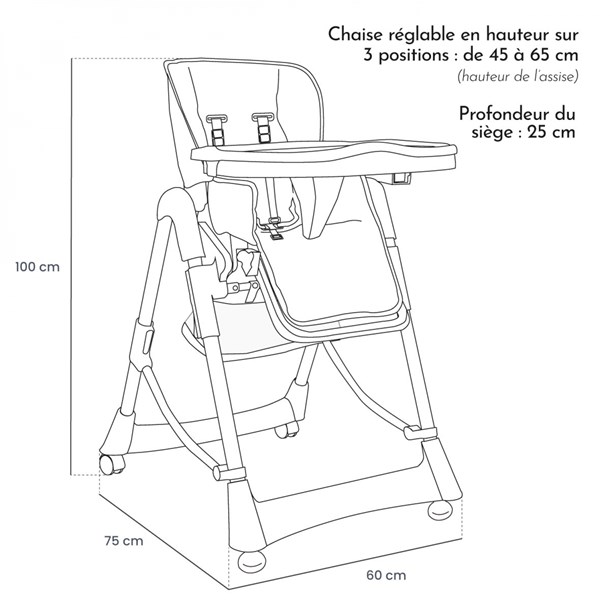 Chaise haute bébé pliable - étoile