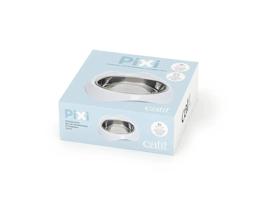 Catit Pixi enkele voerbak, ergonomisch gevormd, vaatwasserbestendig, 200 ml, wit