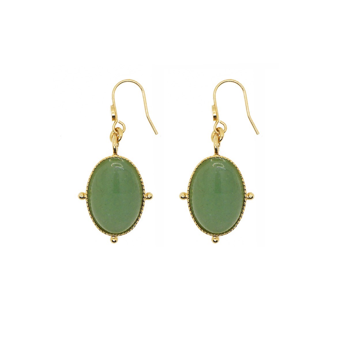Boucles pierre aventurine dorées à l'or fin 24k NEW CALYPSO