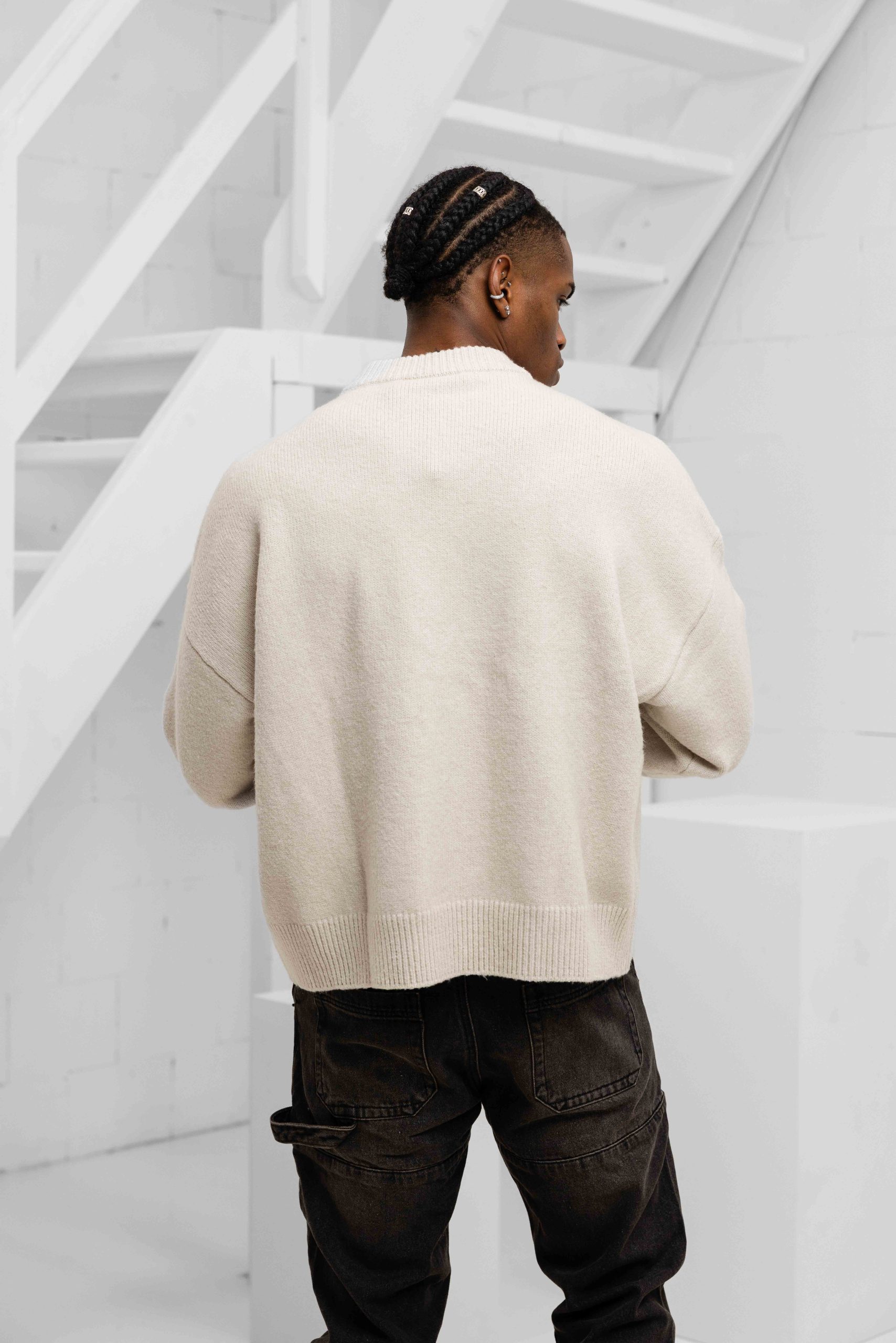 Black Bananas Knitted Sweater Heren Beige