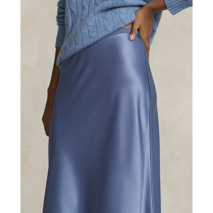 Polo Ralph Lauren Satin Midi Skirt Blå