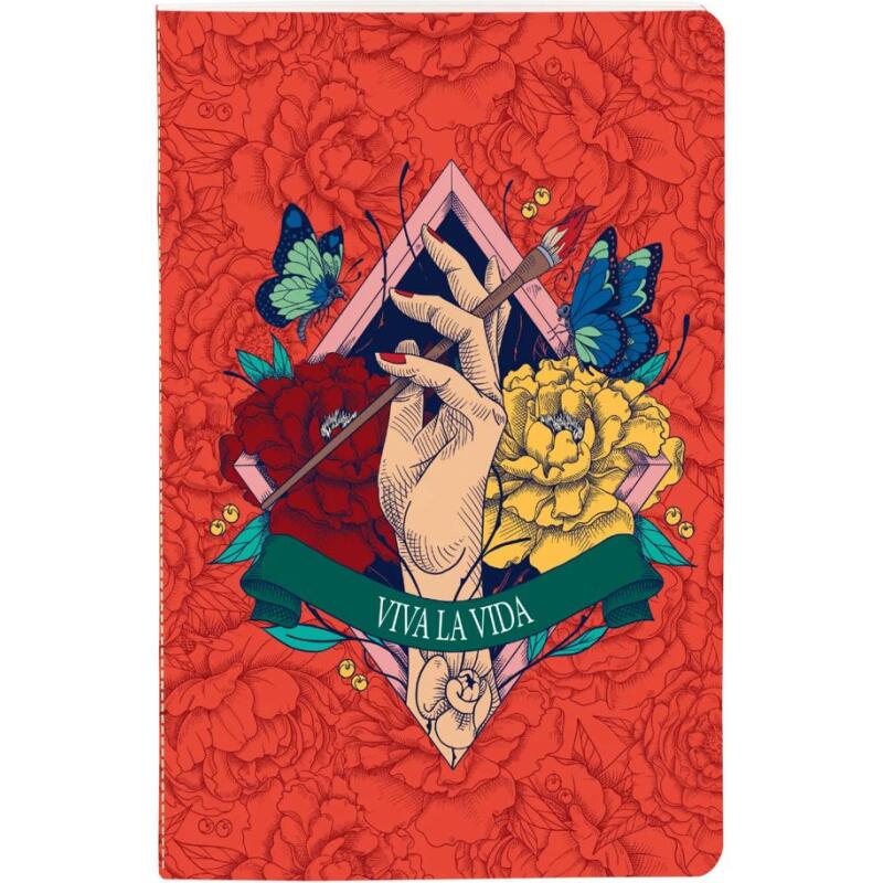 Frida Kahlo, Carnet cousu fil 9x14cm, 96 pages, ligné, ass.