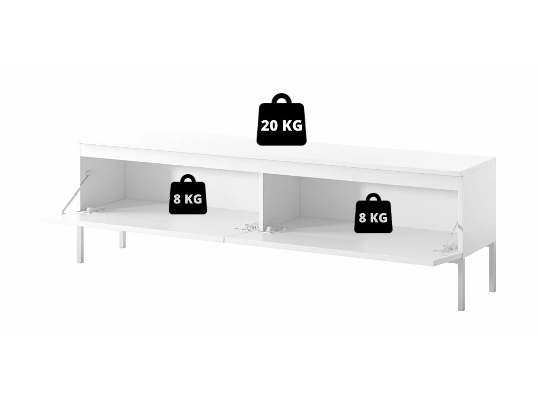 Meuble TV - 150 cm - noir et pieds noirs - Bemmi