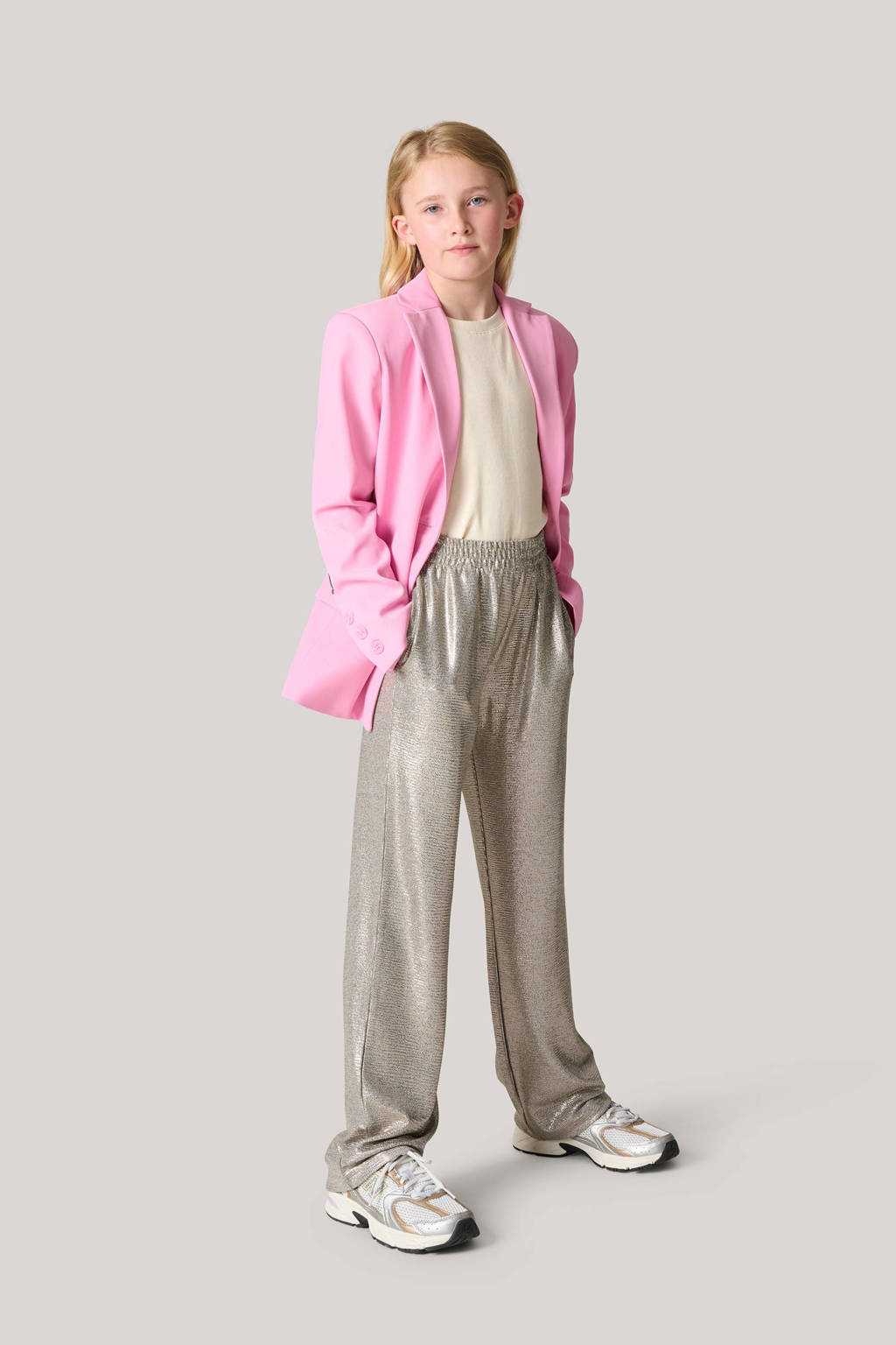 Shoeby wide leg broek met glitters zilver