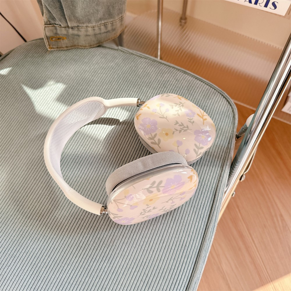 AirPods Max Gummi Hülle Schutz Abdeckung - Lila (Blumen)