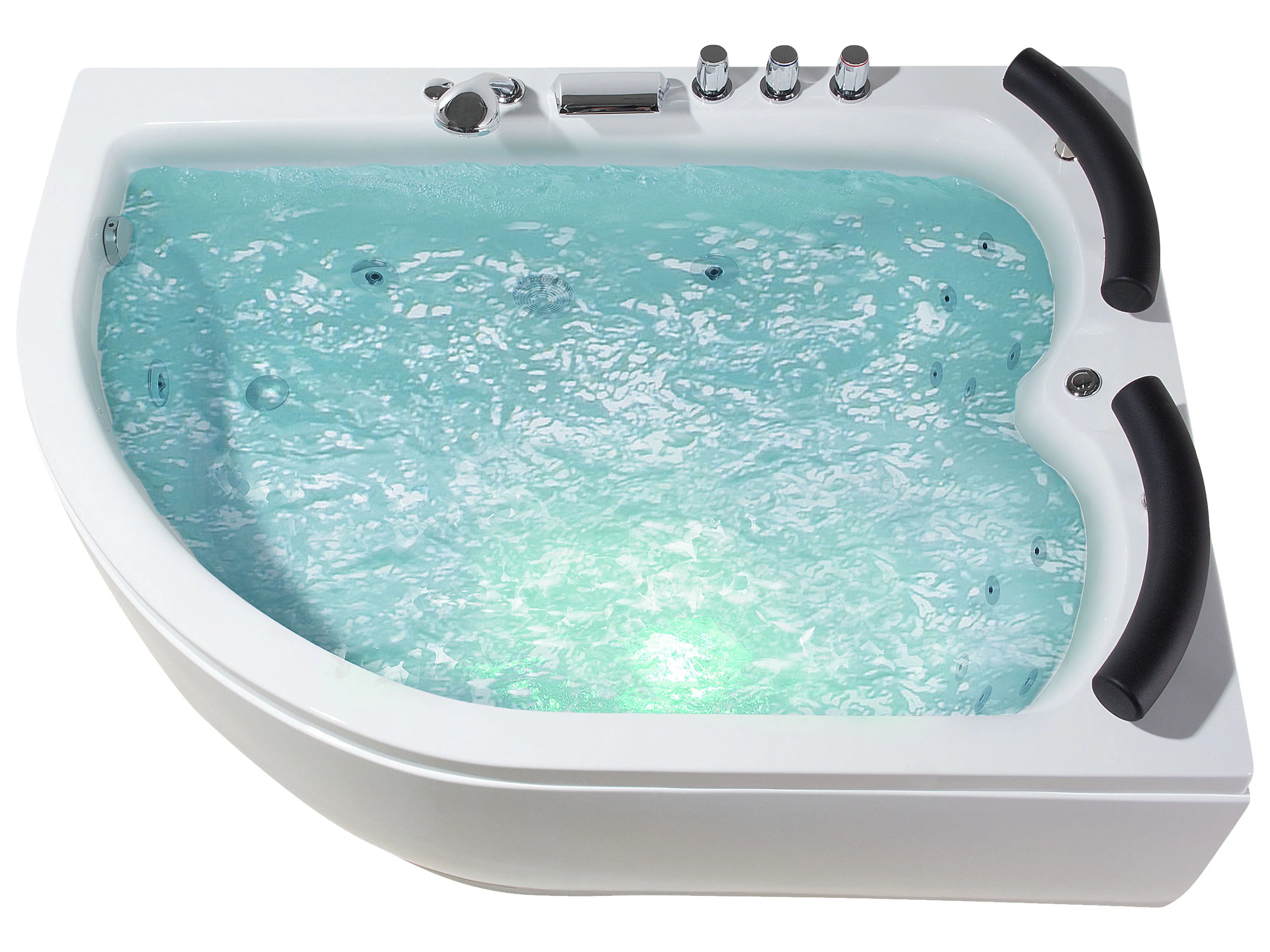Hoek bubbelbad met LED PARADISO linkszijdig 158 x 113 cm Wit