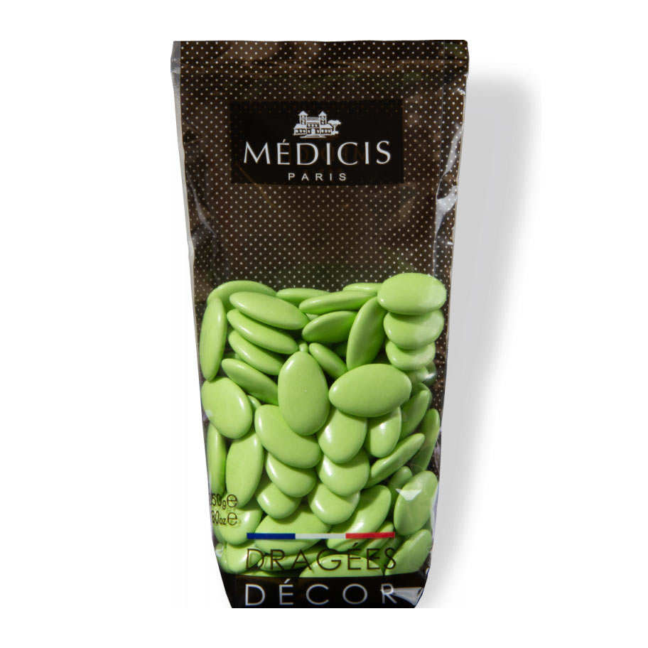 Dragées décor au chocolat noir 70% vert bambou