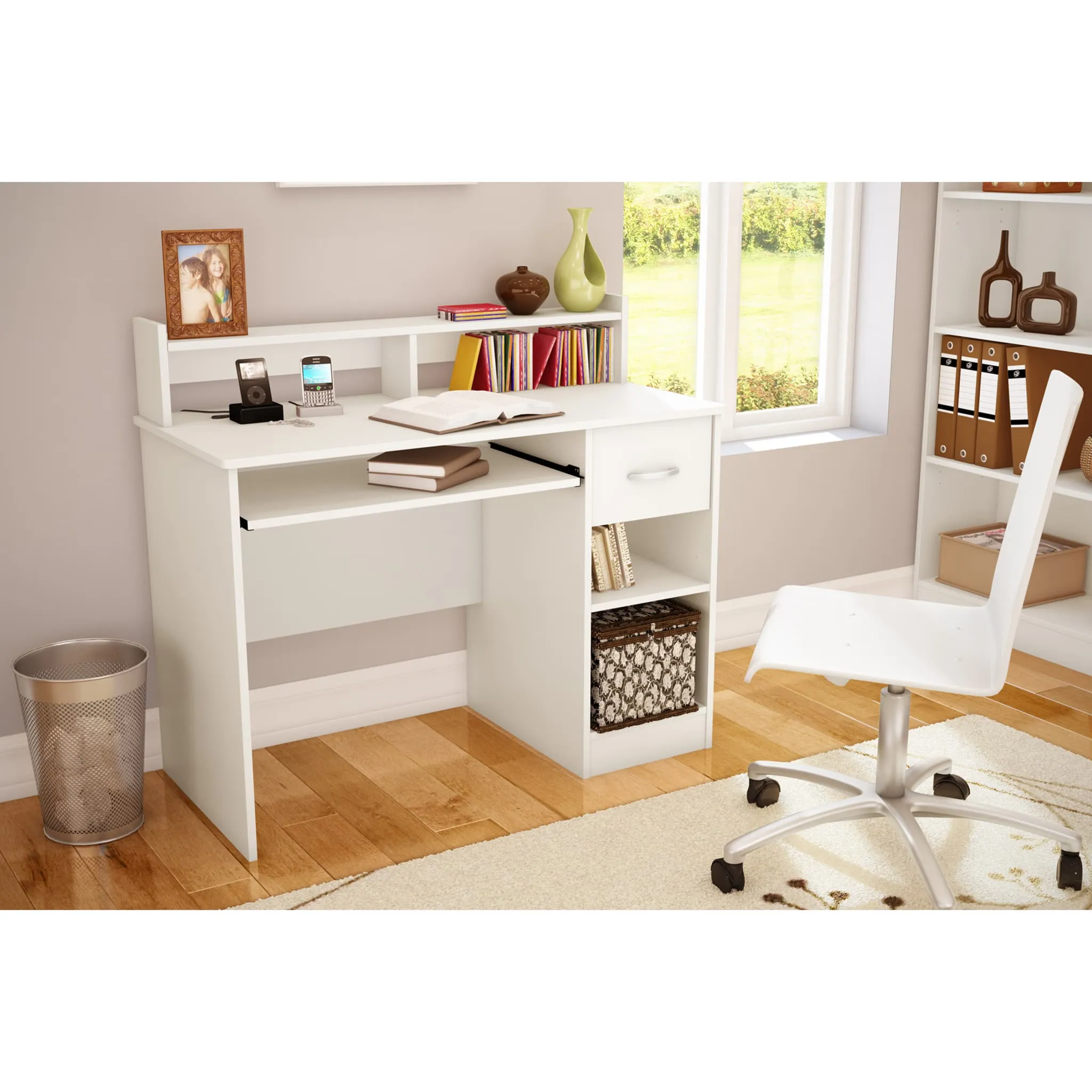 South Shore Bureau de Travail avec Support à clavier - Axess Blanc Solide