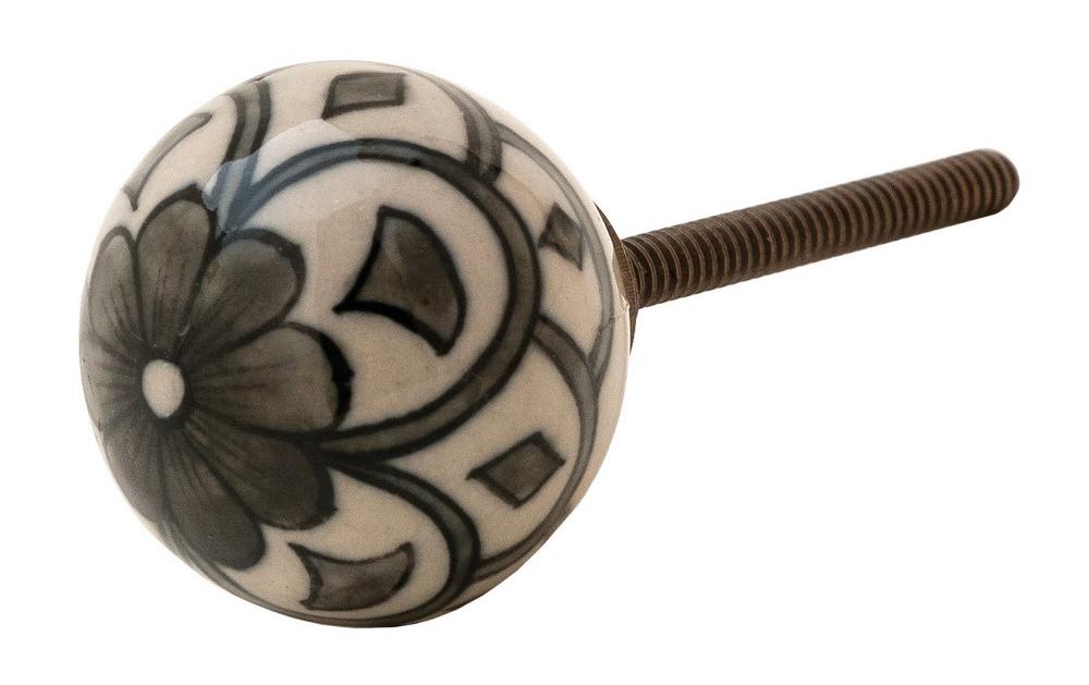 Möbelgriff handgemacht, Ø 3 cm, Grün/WeissMöbelknauf mit Muster