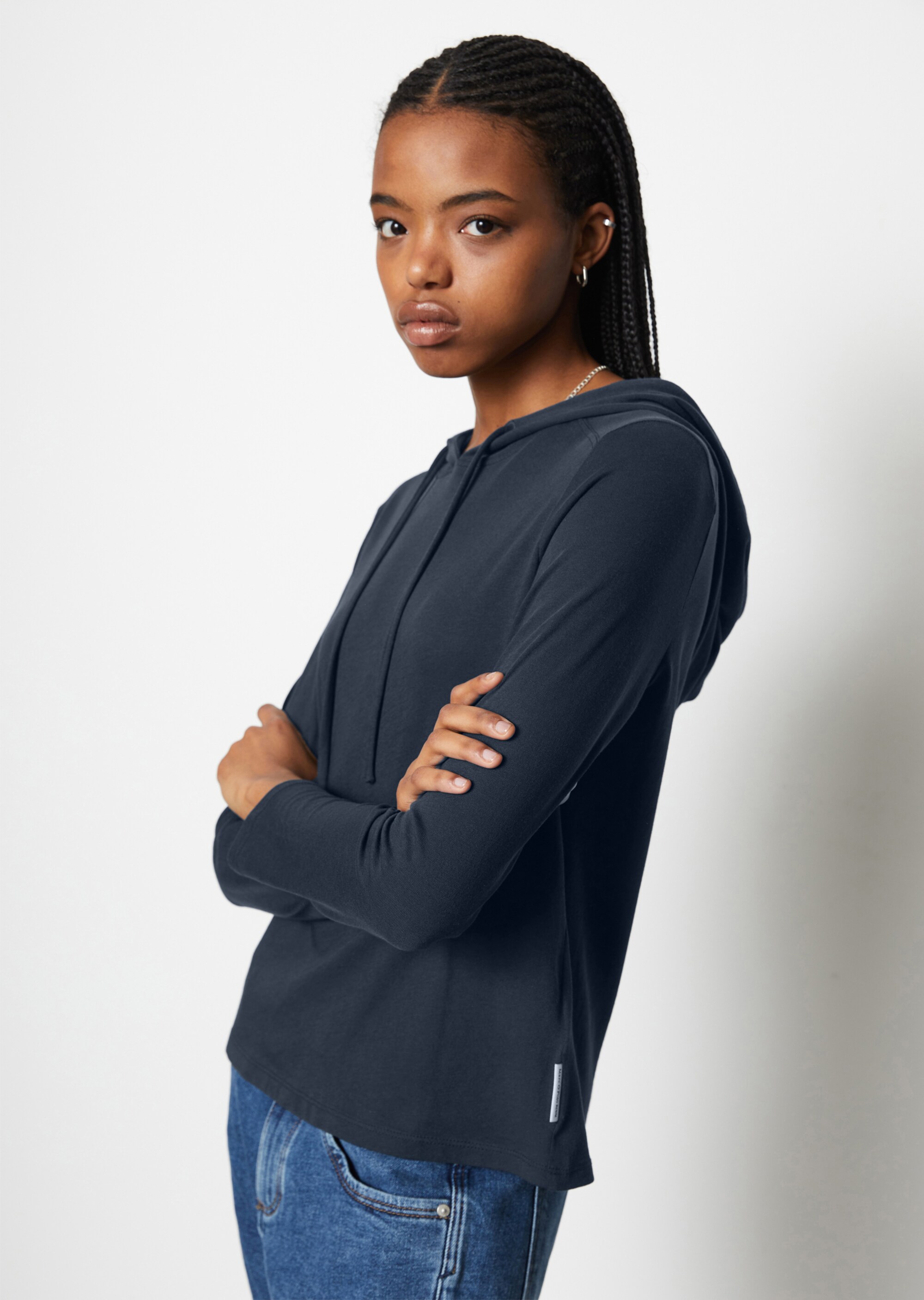 Kapuzen-Longsleeve regularaus Organic Cotton Single Jersey