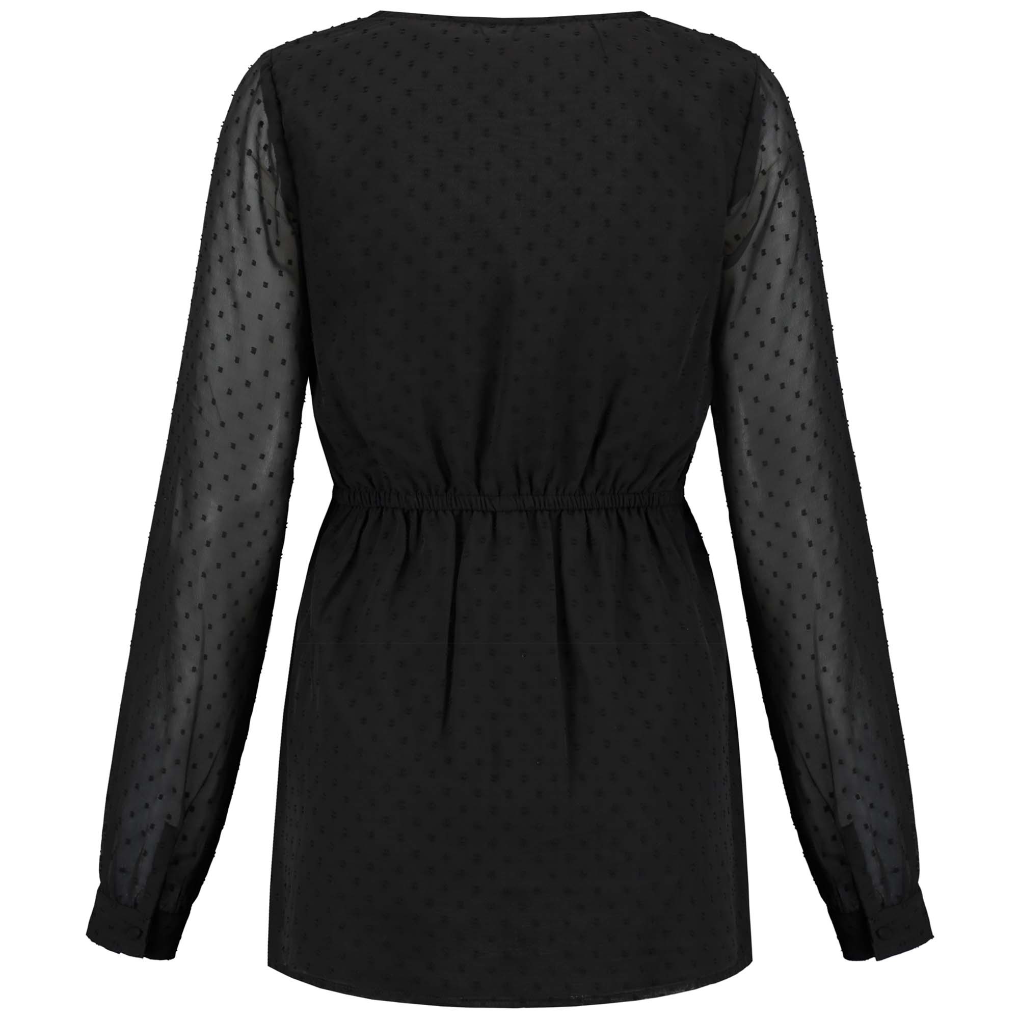 Prénatal zwangerschapsblouse lange mouwen effen zwart