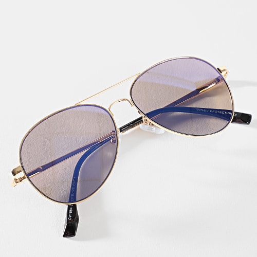 Lunettes De Soleil Bleu Doré Miroir