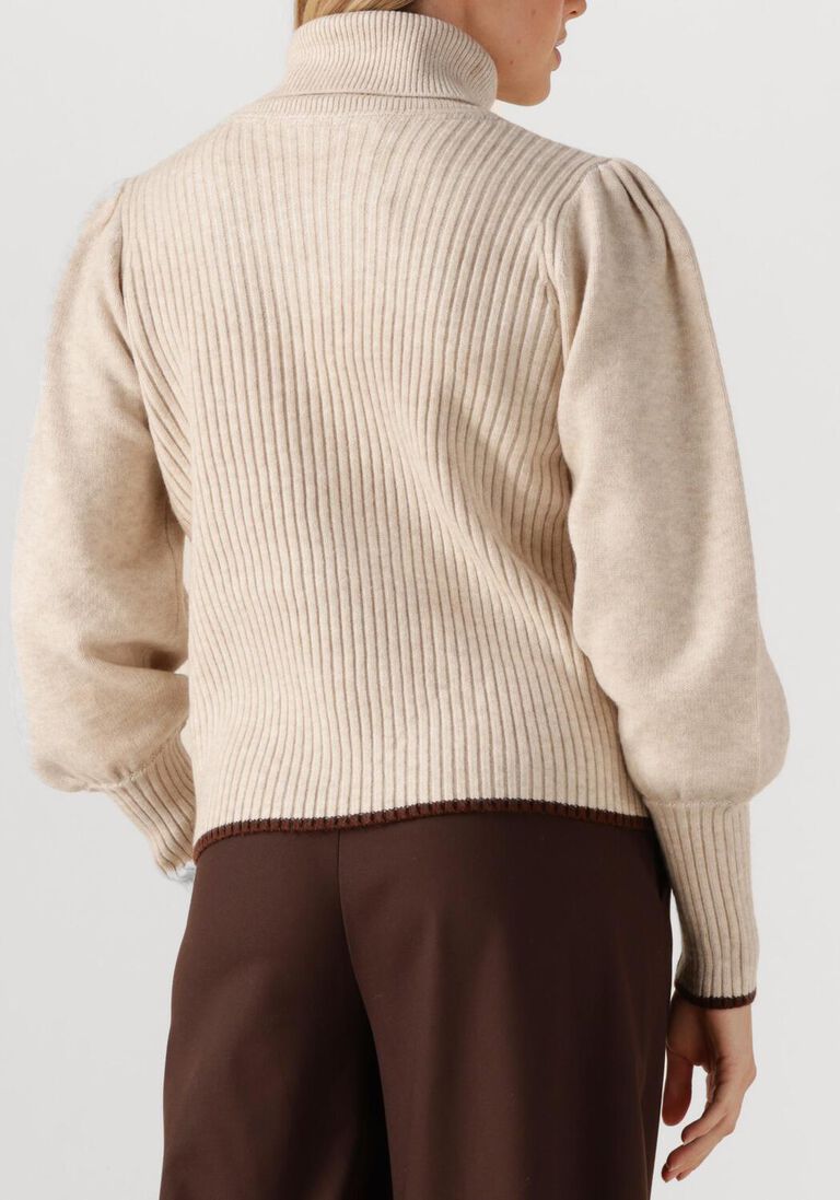 beige co'couture trui row puff rib rollneck
