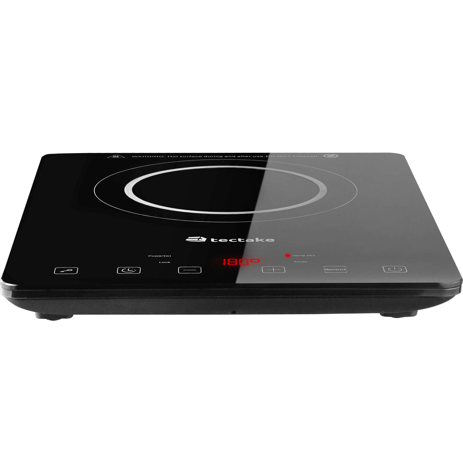 tectake® Induktionskochplatte, einzel, 2000W, Touch-Display mit 10 Leistungs- und Temperaturstufen, 60 - 240° C, inklusive einstellbarer Tastensperre