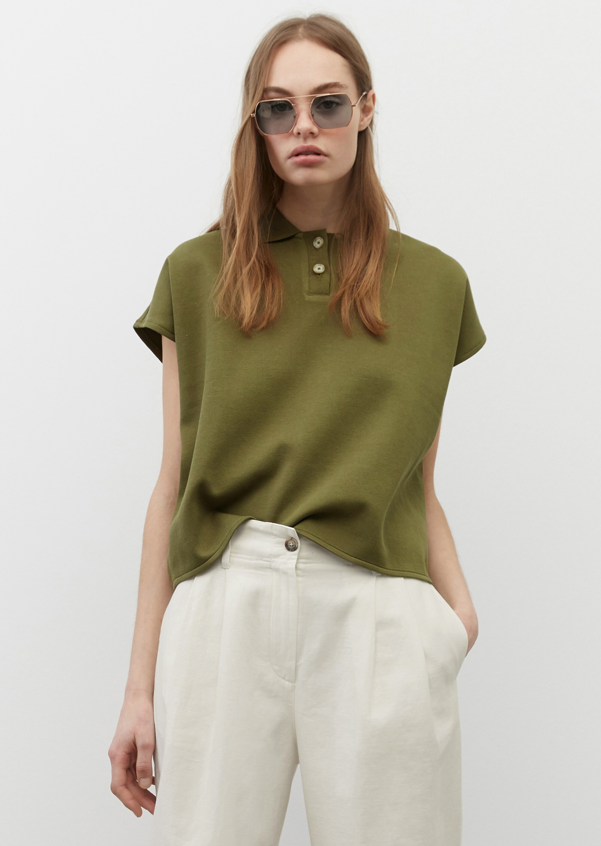 Poloshirt oversizeaus Organic-Cotton-Piqué-Jersey