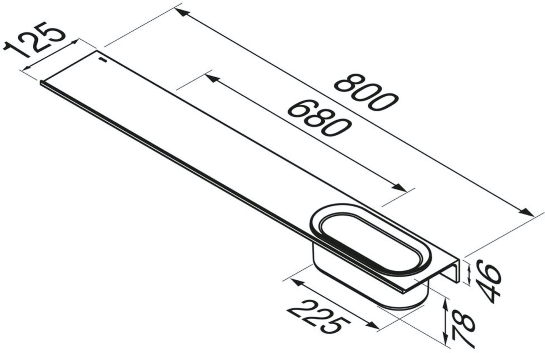 Geesa Leev planchet 80cm met douchemand 23cm zwart
