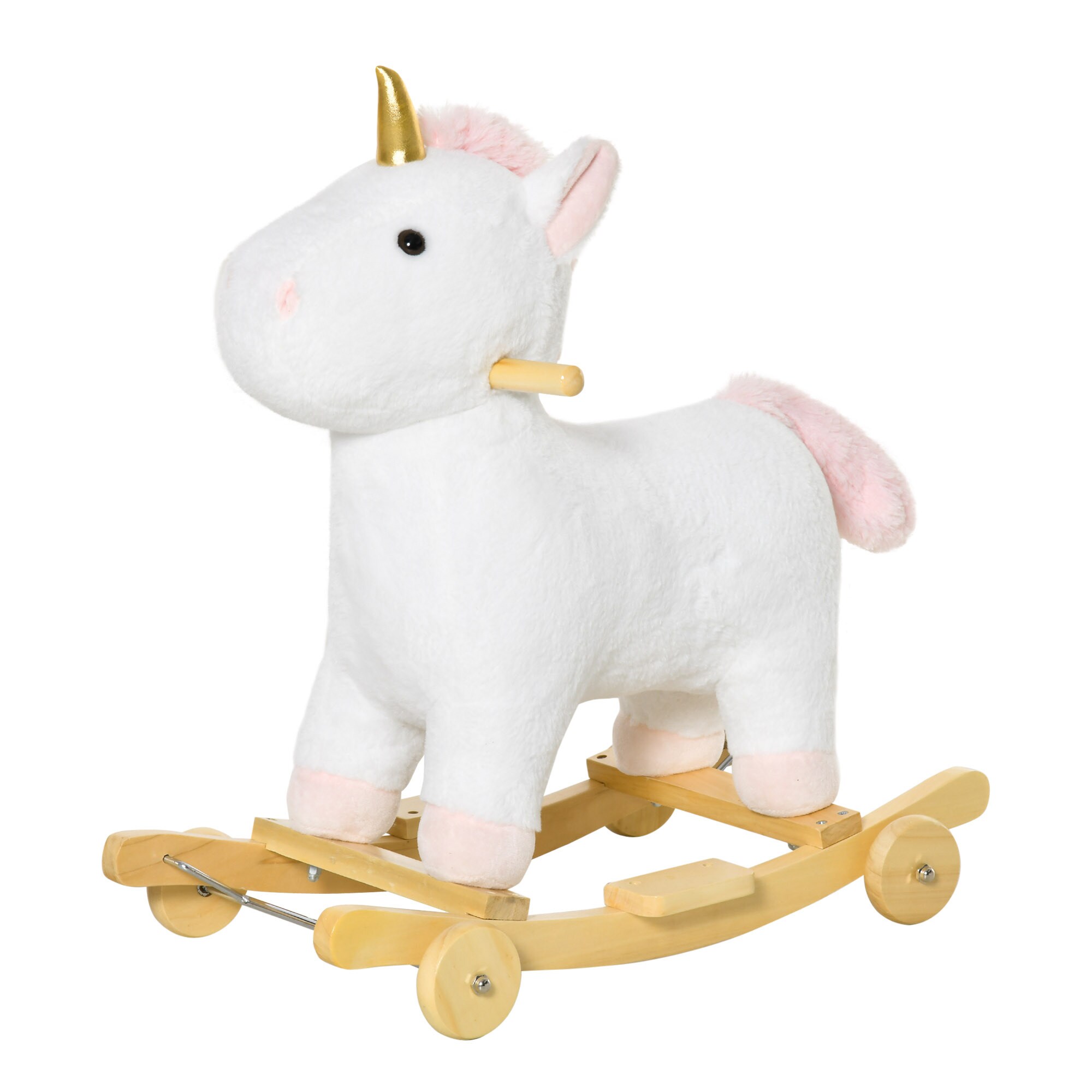 HOMCOM Schaukeltier Spielzeug, Triceratops, Einhorn Weiß 63 x 38 x 63 cm (LxBxH)