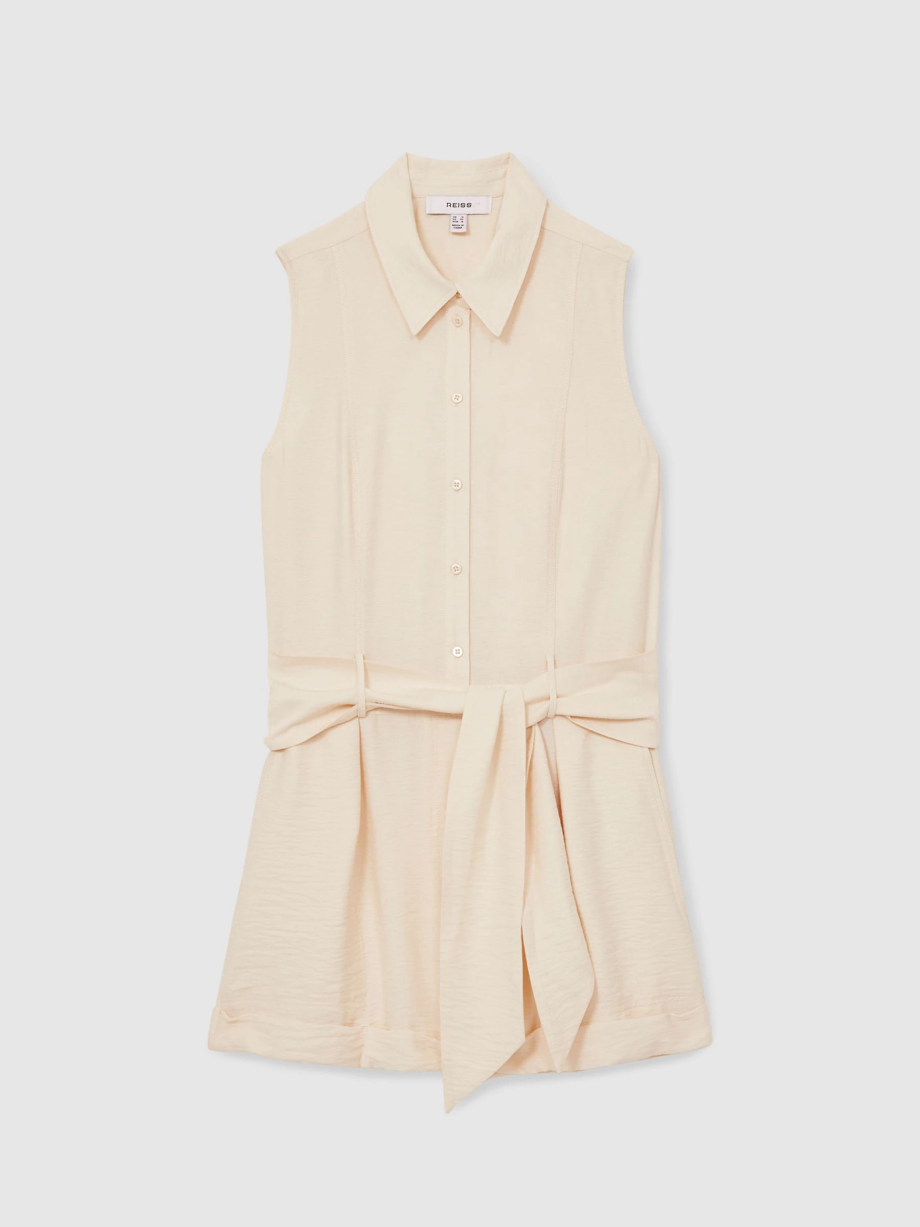 Crème - Reiss Millie strandcover-up speelpakje met ceintuur