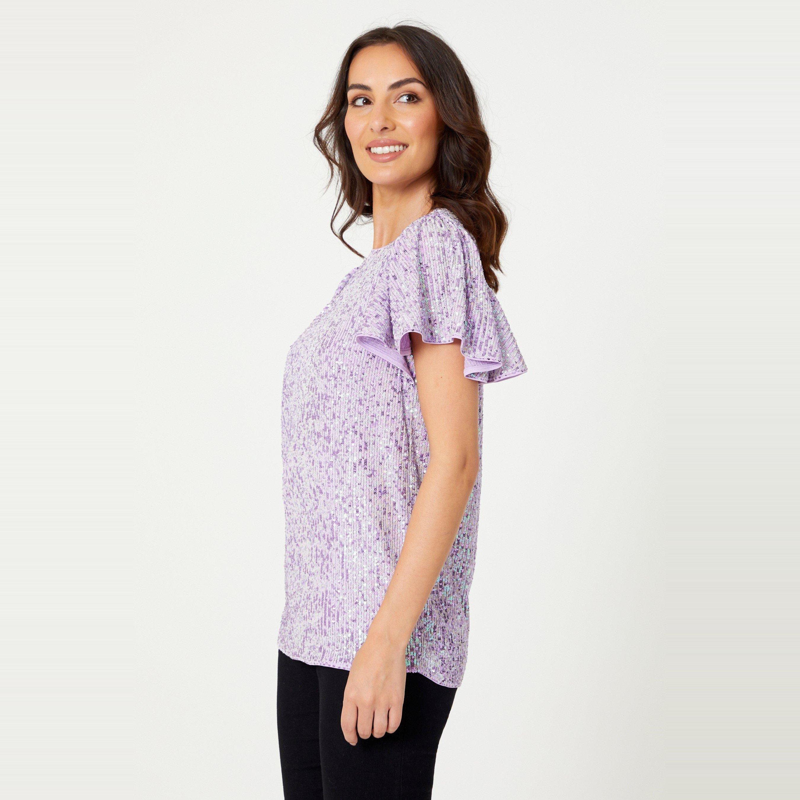 Be You Sequin Sequin Angel Sleeve Top