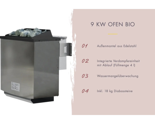 Karibu Astaria modulaire sauna inclusief 9 kW biooven en externe bedieningseenheid met dakrooster en gebronsde volledig glazen deur