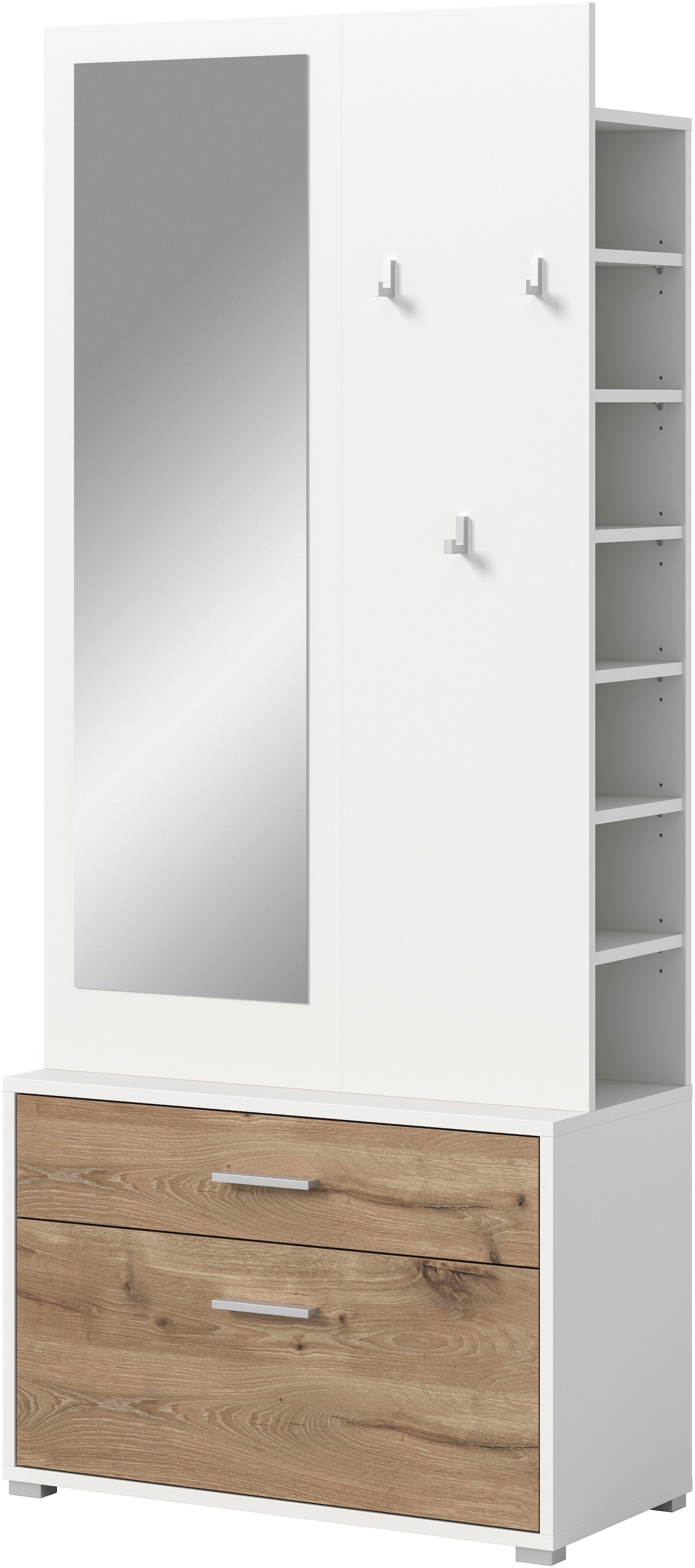 INOSIGN Kompaktgarderobe »Morrea, Höhe 190 cm, 1 Schubkästen, 6 Haken, 1 Kleiderstange, 7 Fächer« 1 Stk. tlg. schmale Garaderobe, Stauraum, Flur, Diele