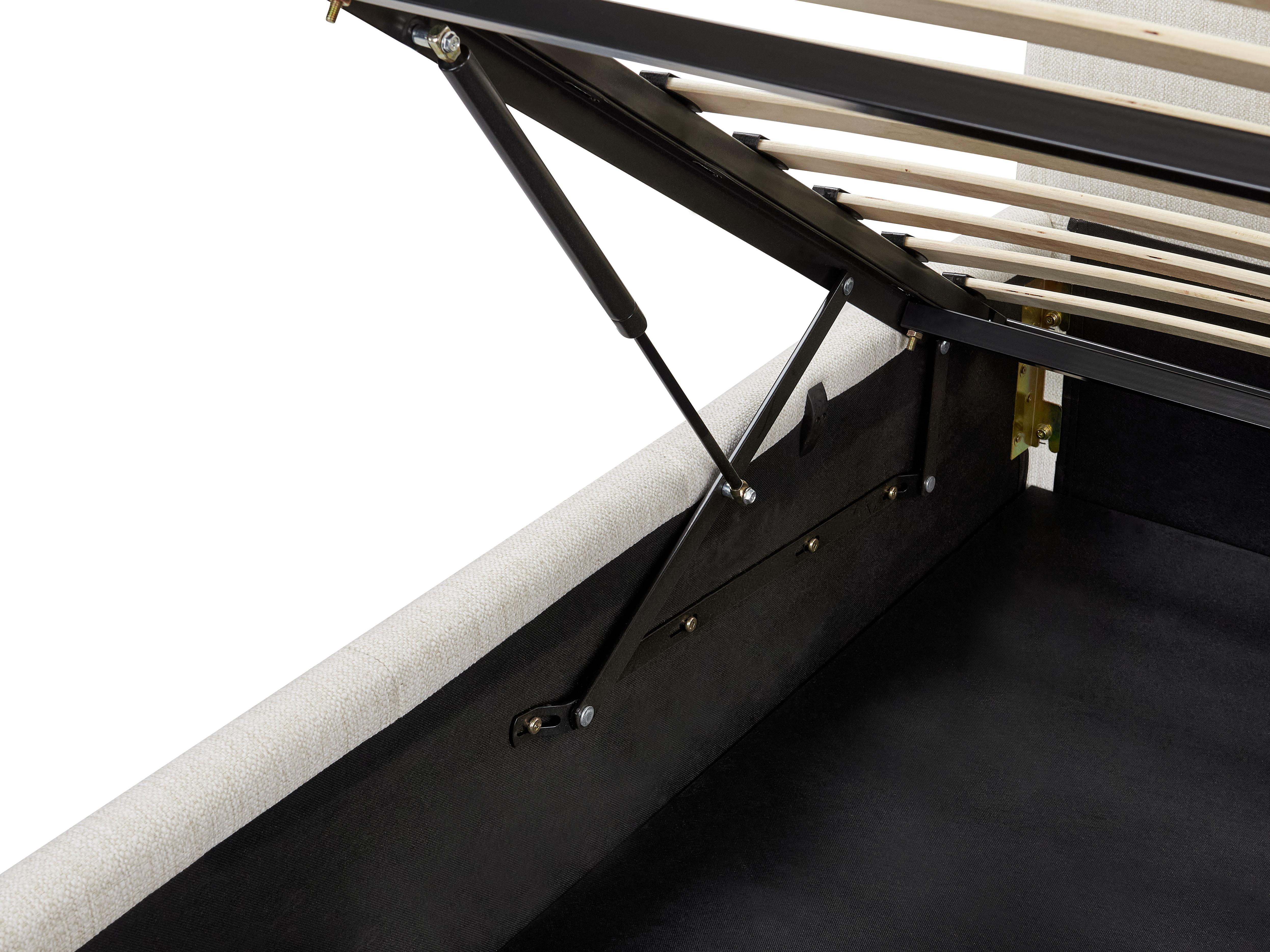 Bed met opbergruimte Stof CASTELNAVET 180 x 200 cm Gebroken wit