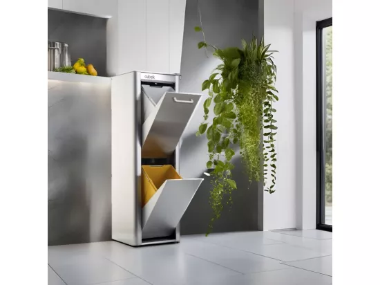 Poubelle cuisine de tri sélectif - 2 compartiments de 20L- Acier Inoxydable - CUBEK