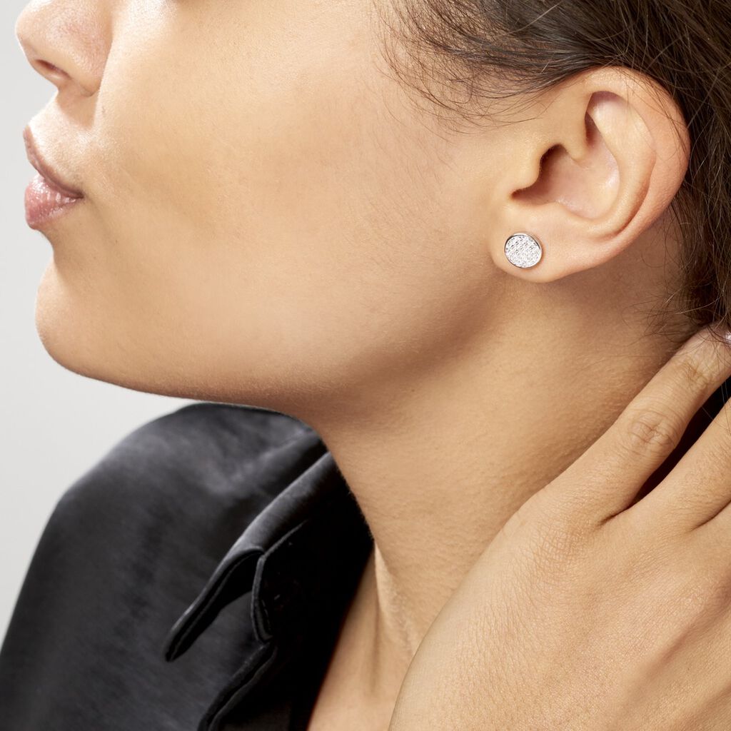 Boucles D'oreilles Puces Yesim Argent Blanc Oxyde De Zirconium