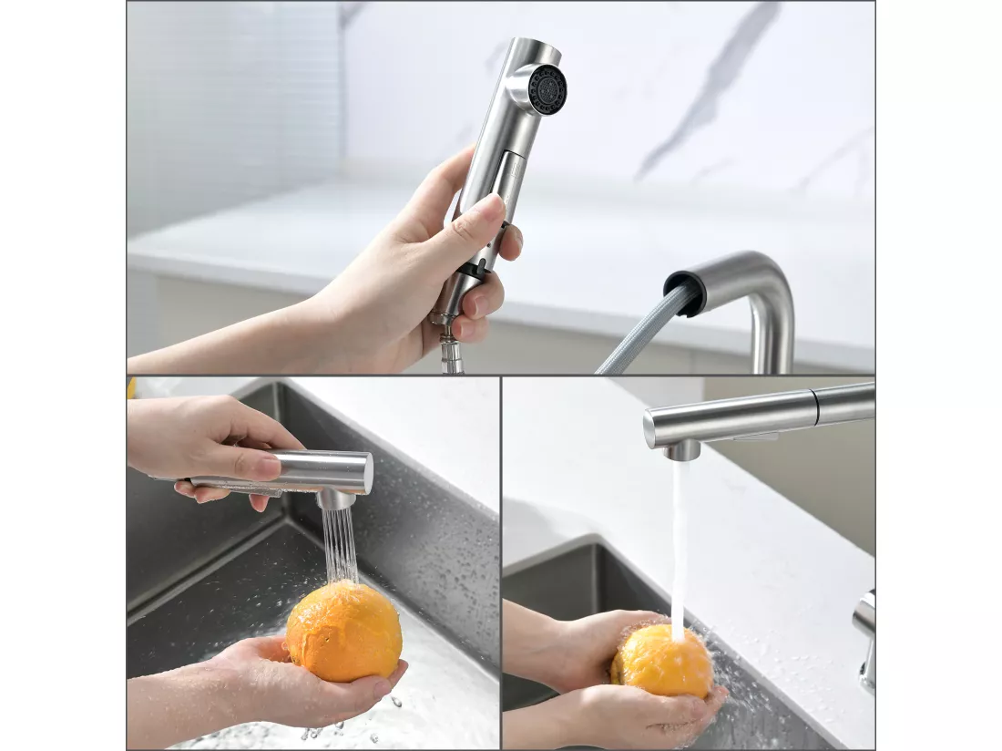 Cecipa max Evier 1 Bac Noir 40*45*19CM - Évier Inox 1 Cuve + Robinet Cuisine Brossé avec Douchette Mitigeur Douchette d'évier Extractible à 2 Jets