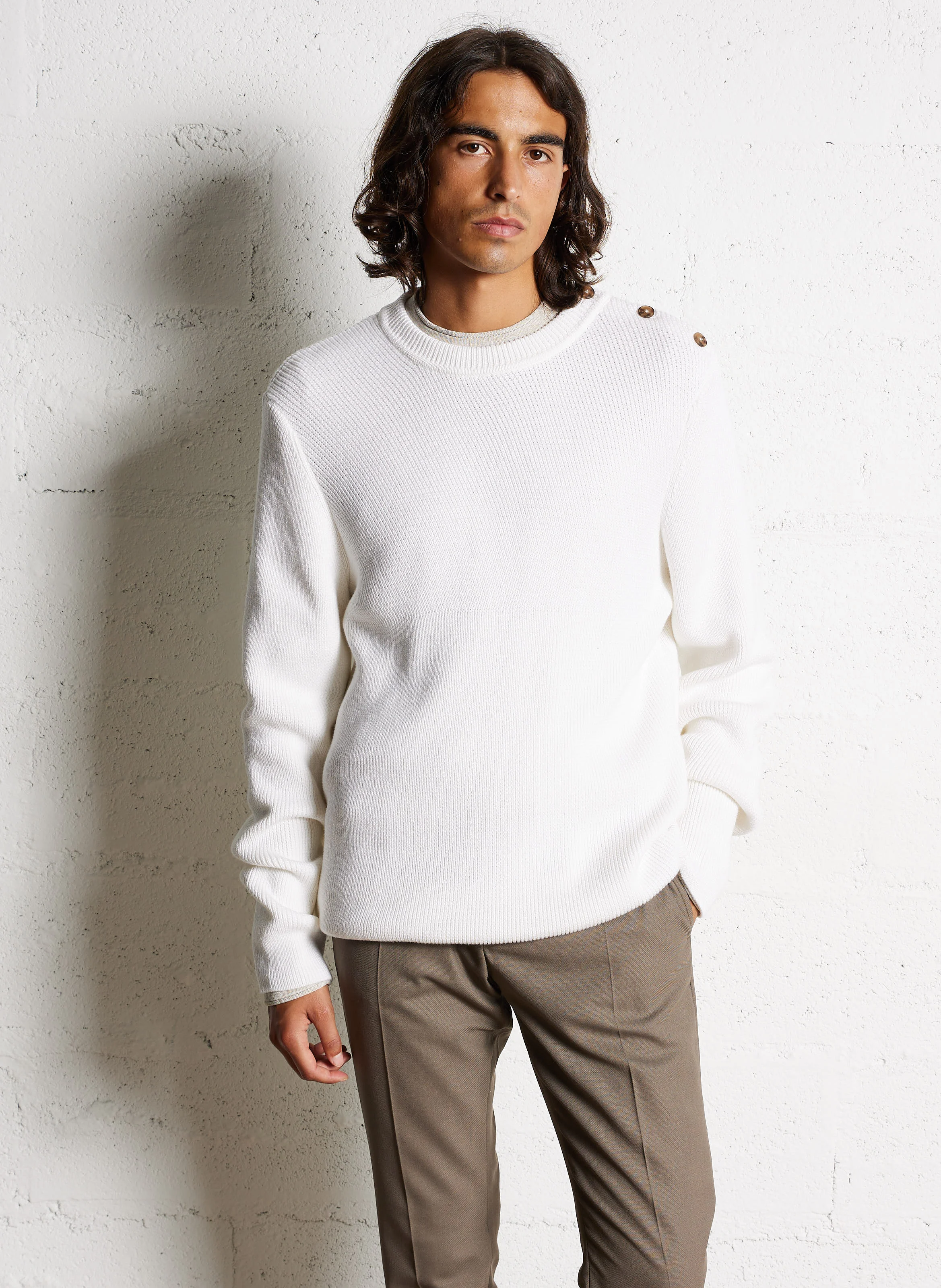 Pull col rond| Blanc