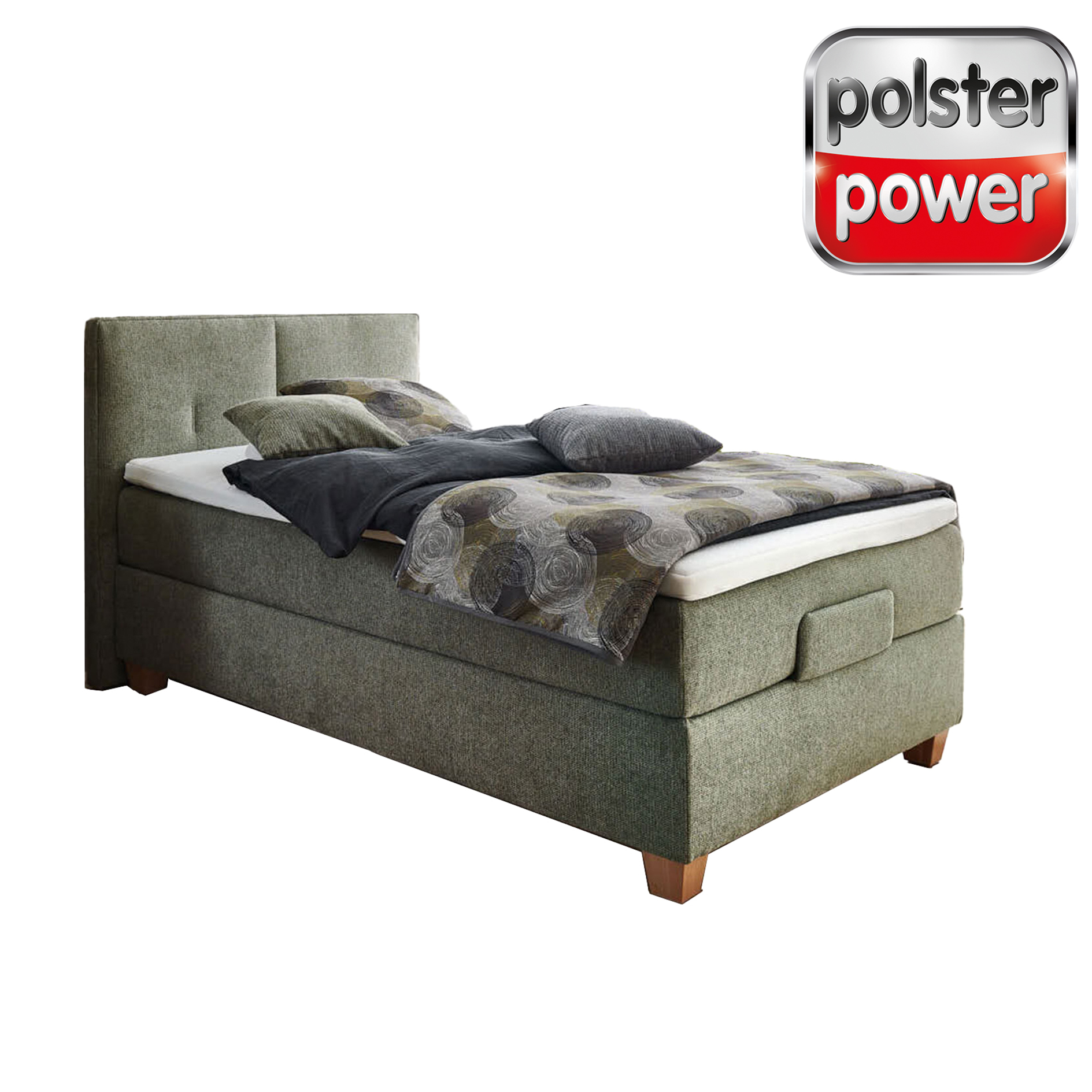 polsterpower Boxspringbett - khaki - H4 - 140x200 cm